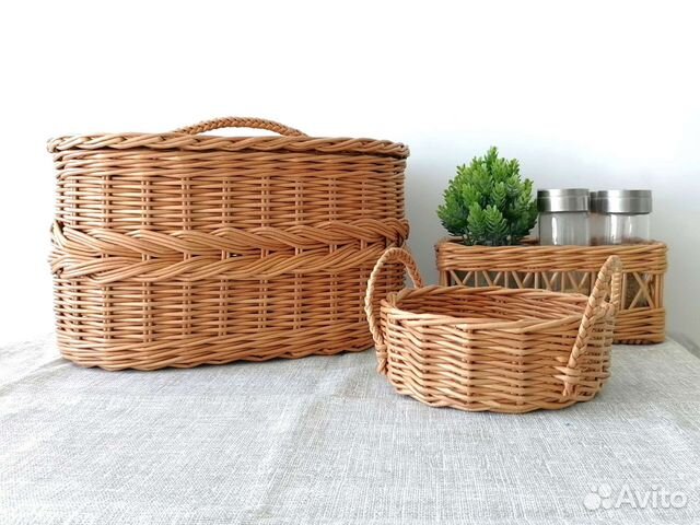 Хлебница плетёная, набор для кухни, ручная работа