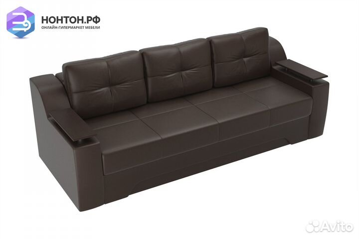 Диван еврокнижка Сенатор экокожа коричневая