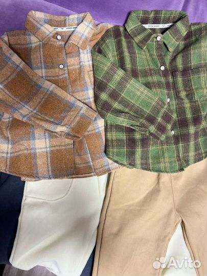 Рубашка в клетку детская 98 104