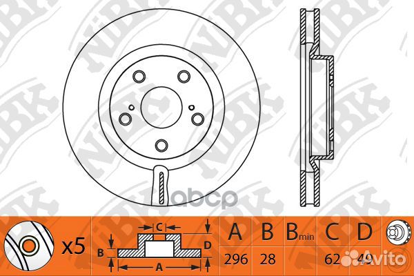 Диск тормозной toyota camry (V40) 06-11/RAV 4 0