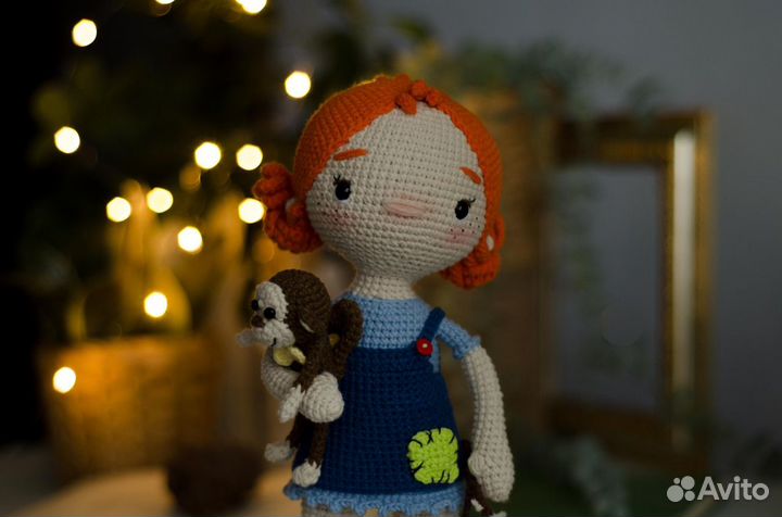 Вязаная кукла Пеппи Длинный чулок