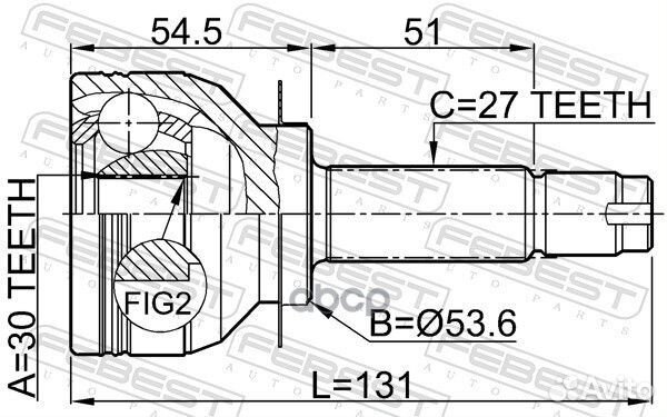 ШРУС наружный 30x53.6x27 (subaru legacy B13