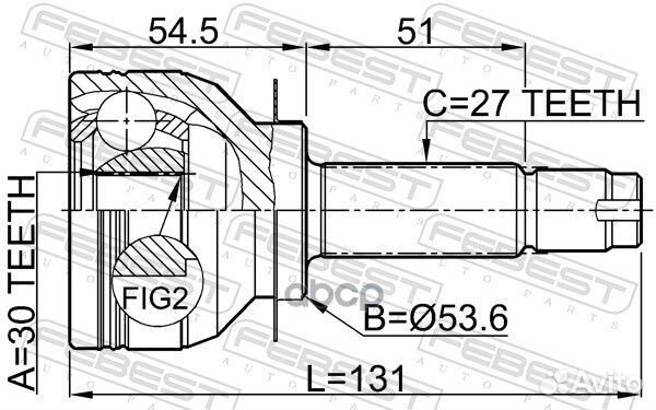 ШРУС наружный 30x53.6x27 (subaru legacy B13