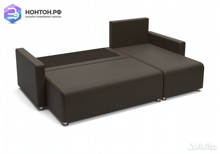 Диван угловой еврокнижка Челси 2 коричневый