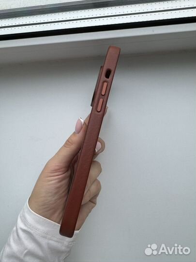 Чехол 14 Pro Max кожаный оригинальный