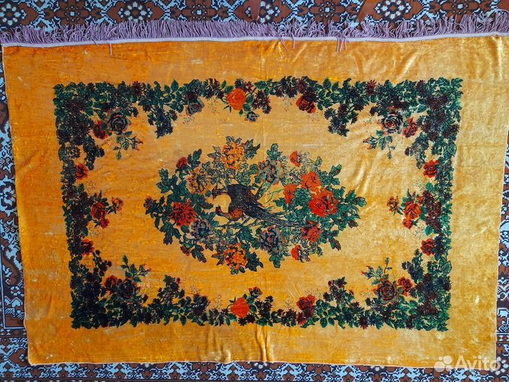 Ковер, покрывало плюшевый Райские птицы СССР