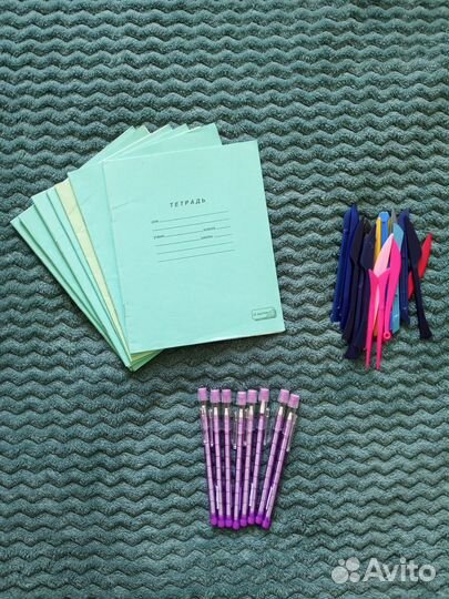 Тетради кос. линия, карандаши, стеки
