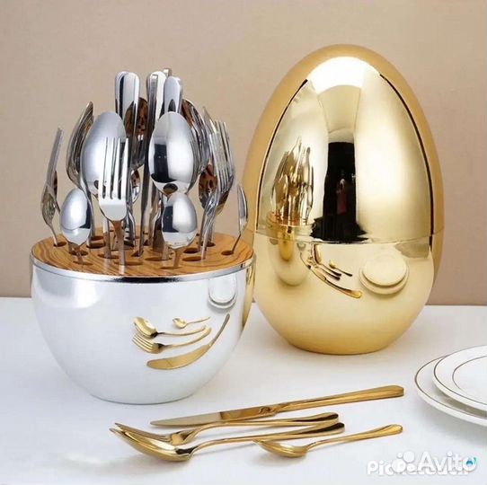 Набор столовых приборов, 6 персон, яйцо-кейс