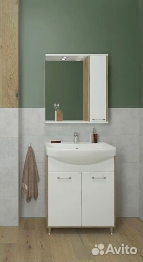 Зеркало с подсветкой в ванную со шкафом