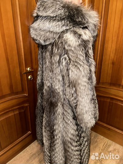 Шуба из чернобурки с капюшоном винтаж