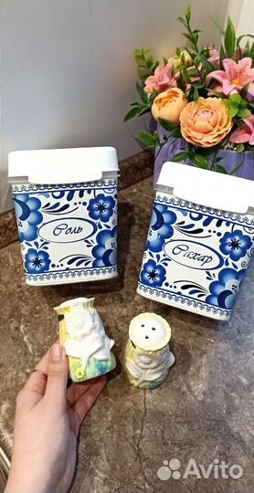 Емкости для соли сахара перечница солонка гжель