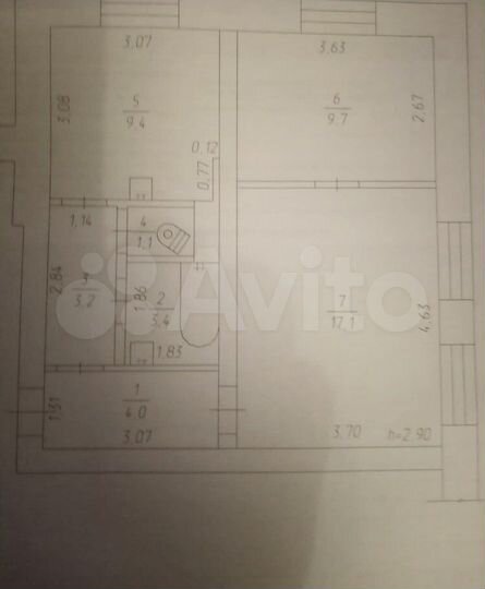 2-к. квартира, 47 м², 3/3 эт.