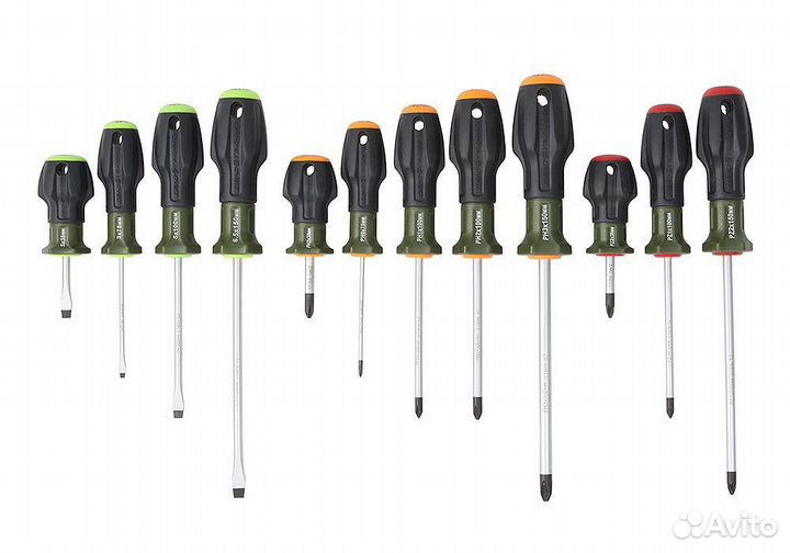 Набор отверток с трехкомпонентными рукоятками 12шт