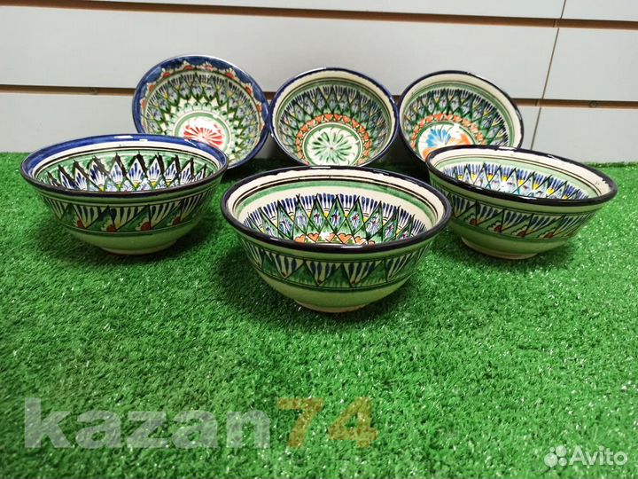 Коса 500 мл(глубокая чашка) Узбекская посуда Синяя