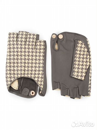 Перчатки Шопен из кожи питона, принт Гусиная лапка