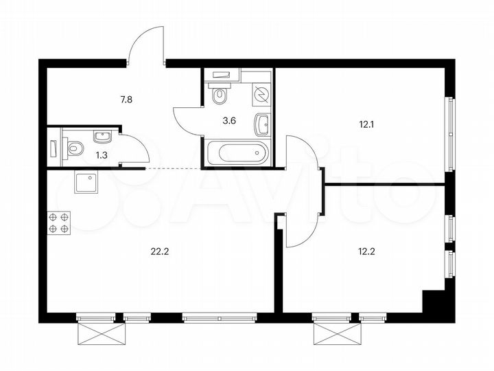 2-к. квартира, 59,2 м², 25/33 эт.