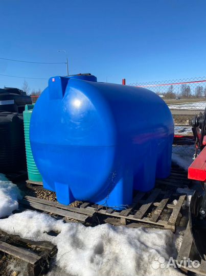 Пластиковая ёмкость Н 5000 л горизонтальная синяя