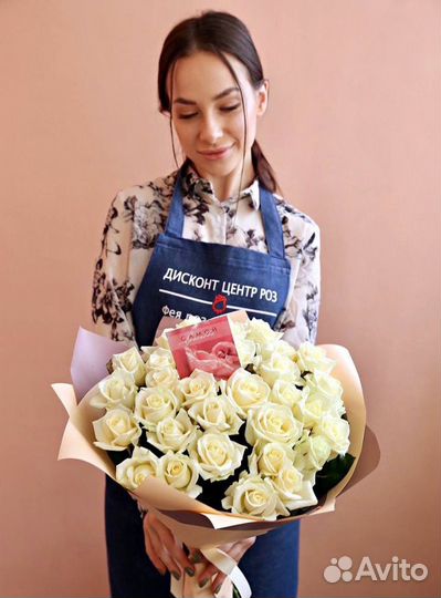 Цветы розы белые Классика букета Доставка