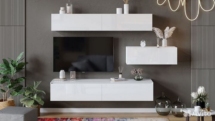 Гостиная модульная фасады стекло гляне ком 1.101