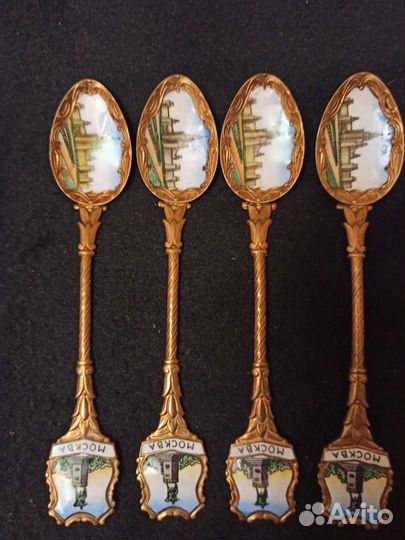 Ложки : горячая эмаль, ручная роспись, цена за 4 ш