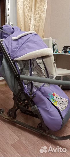 Детские санки коляска с колесами