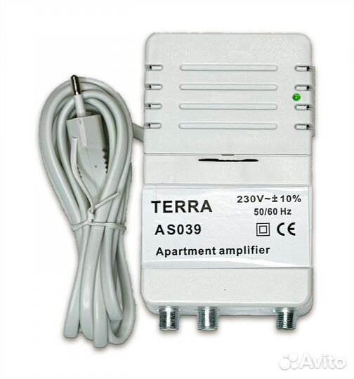 Усилитель terra AS039 (SE) DVB-T2, 24Дб, 2 выхода