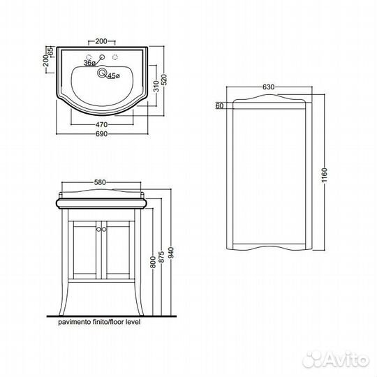 Итальянская мебель для ванны в стиле Retro