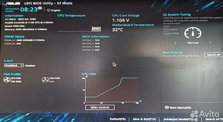 Материнская плата с процессором и памятью