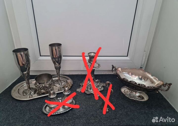 Бокалы, ваза. Серебряное покрытие