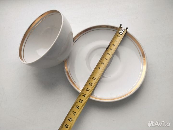 Чайная пара фарфор Рига, позолота, СССР