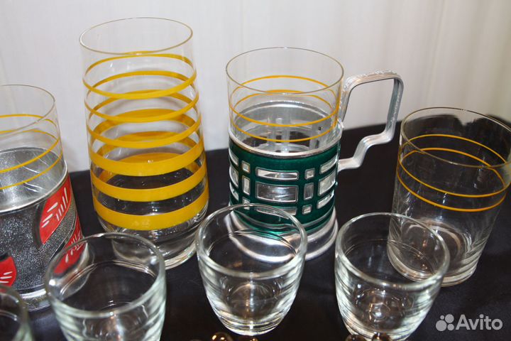 Стаканы, стопки, стекло, подстаканники СССР 28 шт