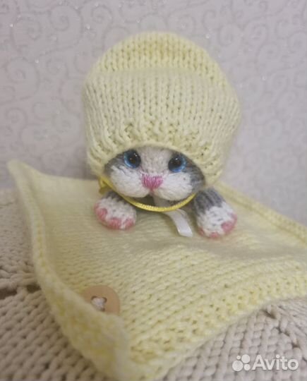 Котенок новорождённый игрушка ручная работа