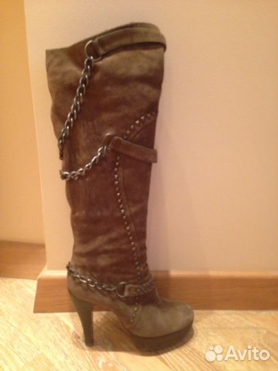 Сапоги осенние Fabi замшевые внутри кожа