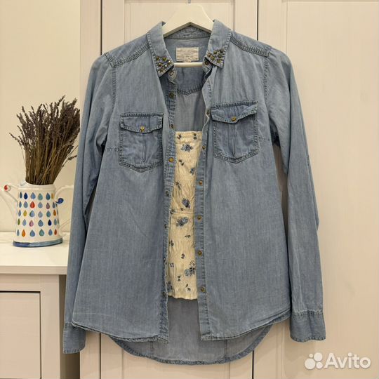 Джинсовая рубашка Pull&Bear S