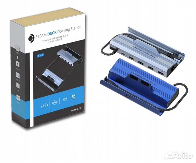 6-in-1 Подставка для Steam Deck Dock, Кронштейн