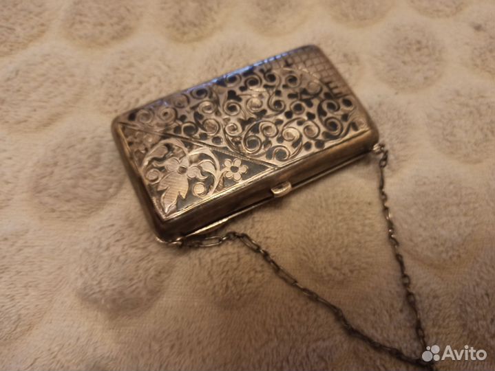 Сумка кошелек на цепочке серебро 84