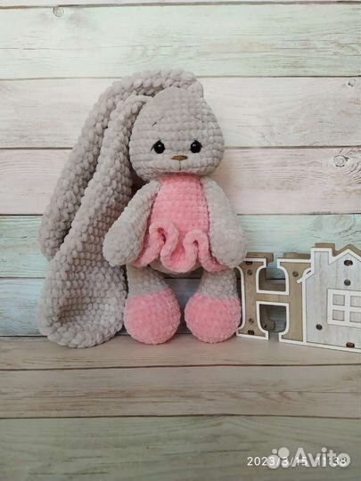 Плюшевые вязаные зайчики, медвежата амигуруми