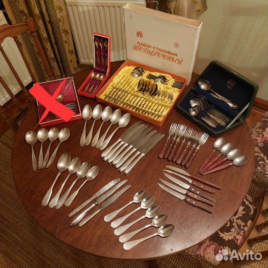 Столовые приборы из мельхиора и др