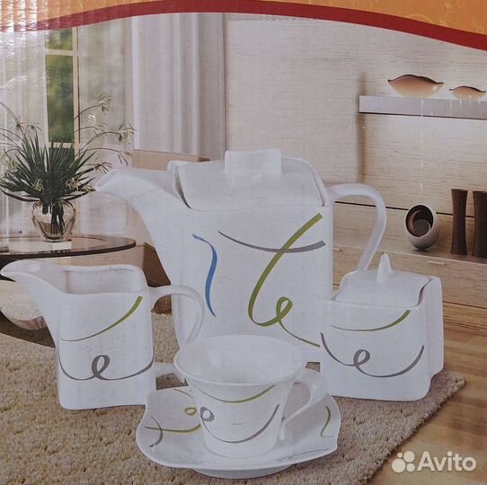 Чайный фарфоровый сервиз 15 предметов