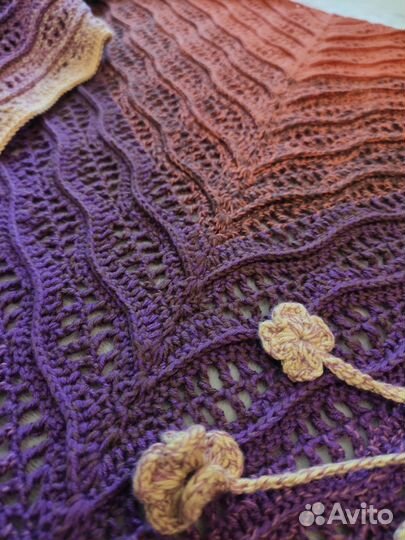 Бактус вязаный, шаль, платок ручной работы