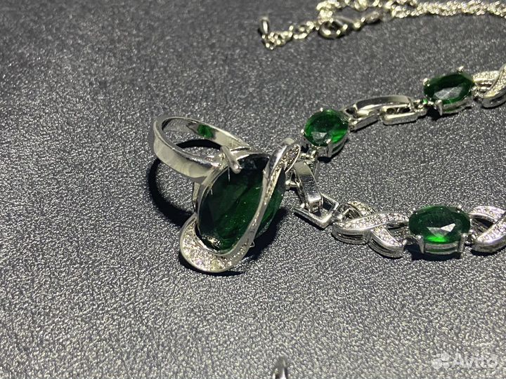 Комплект Кольцо серьги кулон Браслет серебро 925