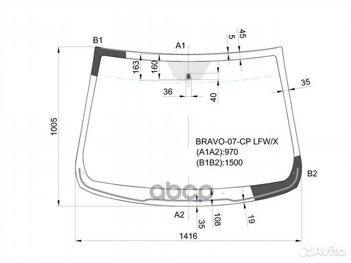 Стекло лобовое (Молдинг) Fiat Bravo 07-11 bravo