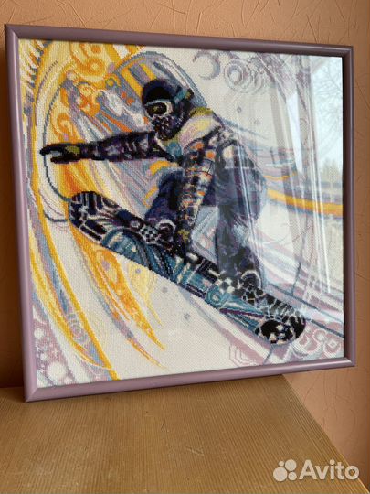 Картина вышивка крестом Сноубордист