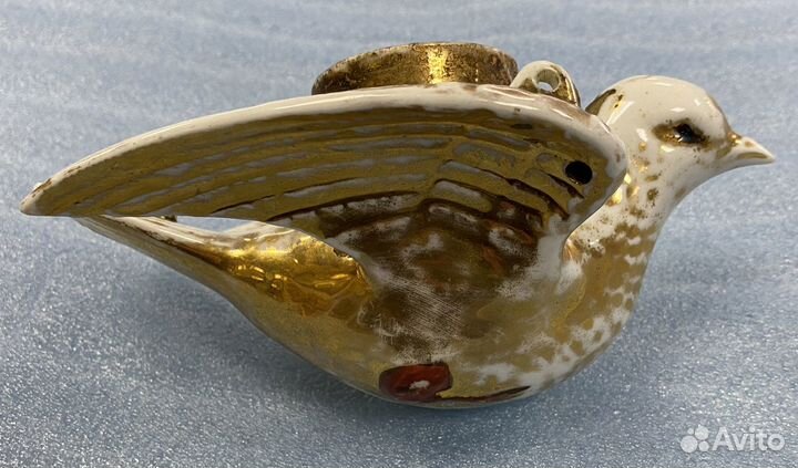 Лампадка Голубка Фарфор фабрика Кузнецова Позолота