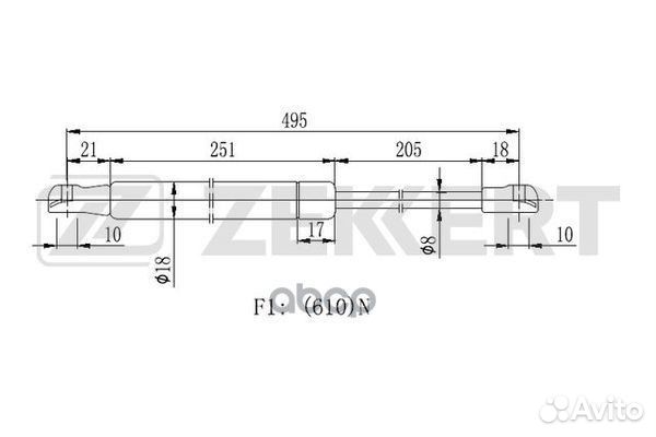 Пружина газовая багажника Renault Laguna III 07