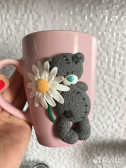 Кружка декорированная полимерной глиной