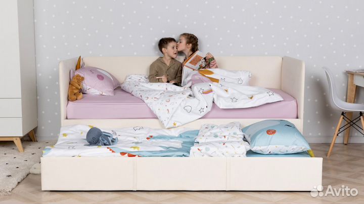 Детская кровать 180*80 (розовая) + борт матрас