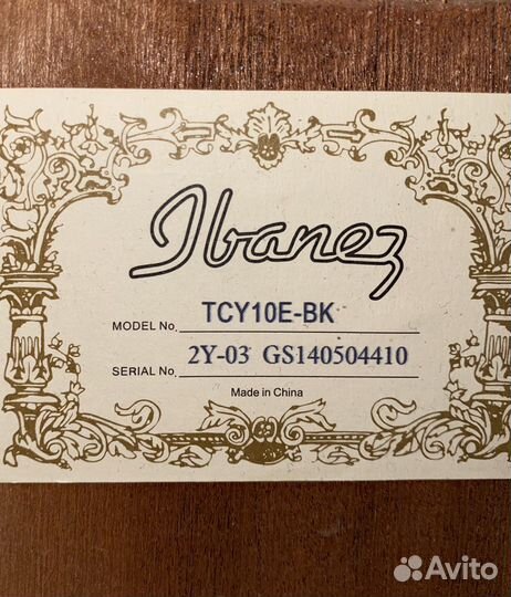 Гитара электроакустическая Ibanez tcy10e-BK