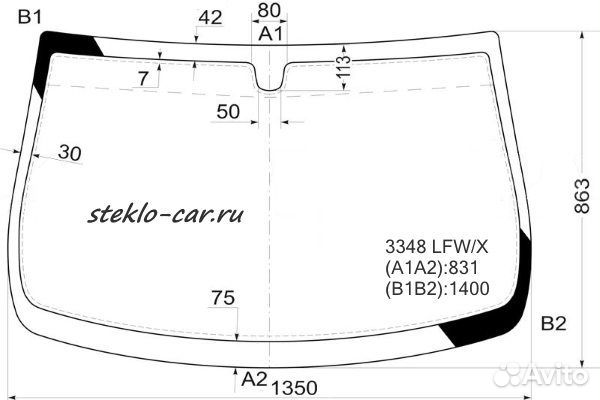 Стекло лобовое Fiat Bravo 5D Hbk (95-03) \ Brava 3D Hbk (95-03) \ Marea 4D Sed \ 5D Weekend (96-03)