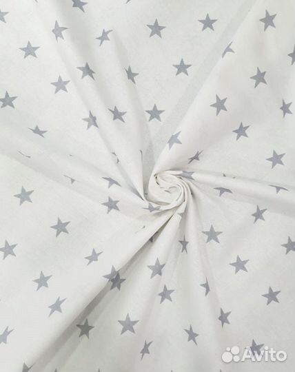 Ткань Серые звезды на белом, 3м * 150 см